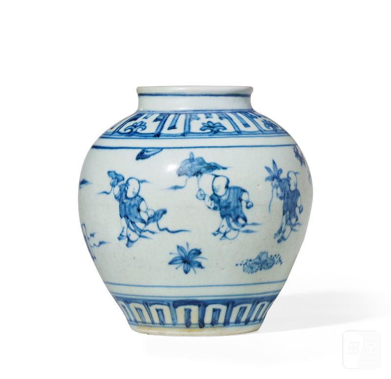 明 青花婴戏罐